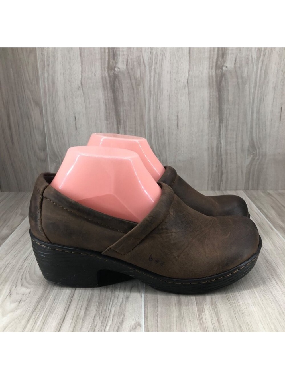 BOC Clogs Womens 9M Brown Leather Slip On Comfort Shoes